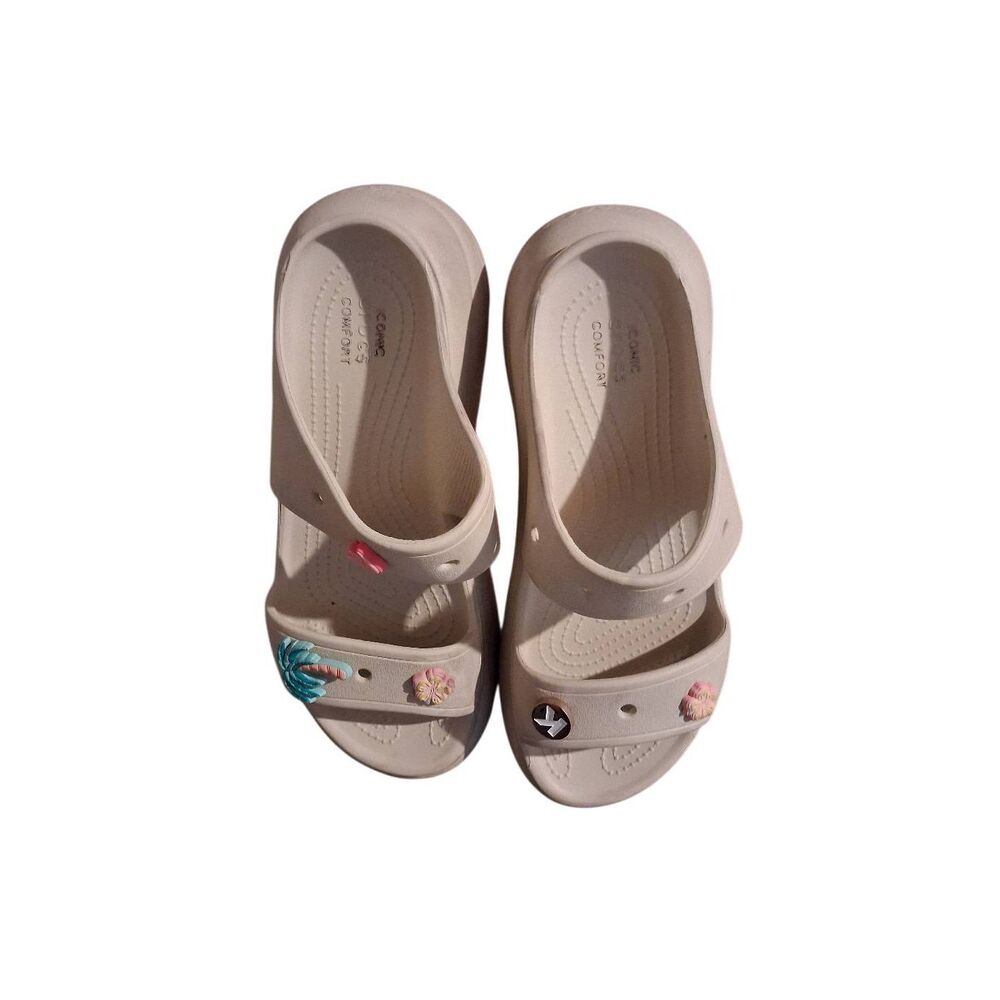 Crocs slides mens 7 women's 9 with charms beige
